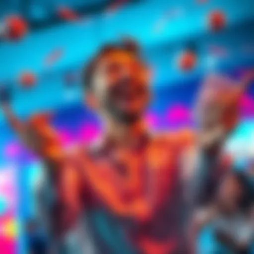 A joyful person celebrating a Keno lottery victory, holding winning tickets with excitement