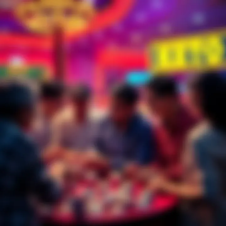 A group of people discussing and choosing numbers for Keno betting, with a focus on high stakes and shared results.