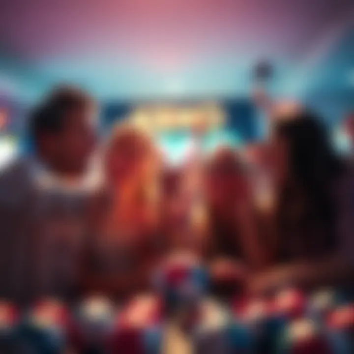 Exciting Keno Game A happy group of people celebrating their Keno winnings with smiles and cheers.