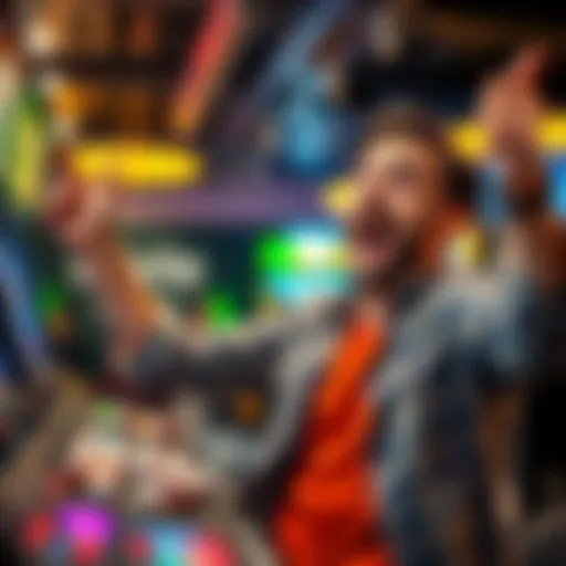 A player celebrating after winning in Keno with a $5 bet, showing excitement and surprise.