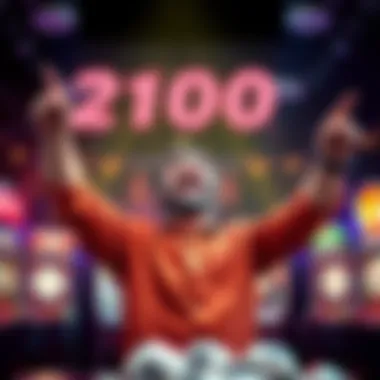 A joyful keno player raising hands in celebration after winning $1000 with a second 7 spot