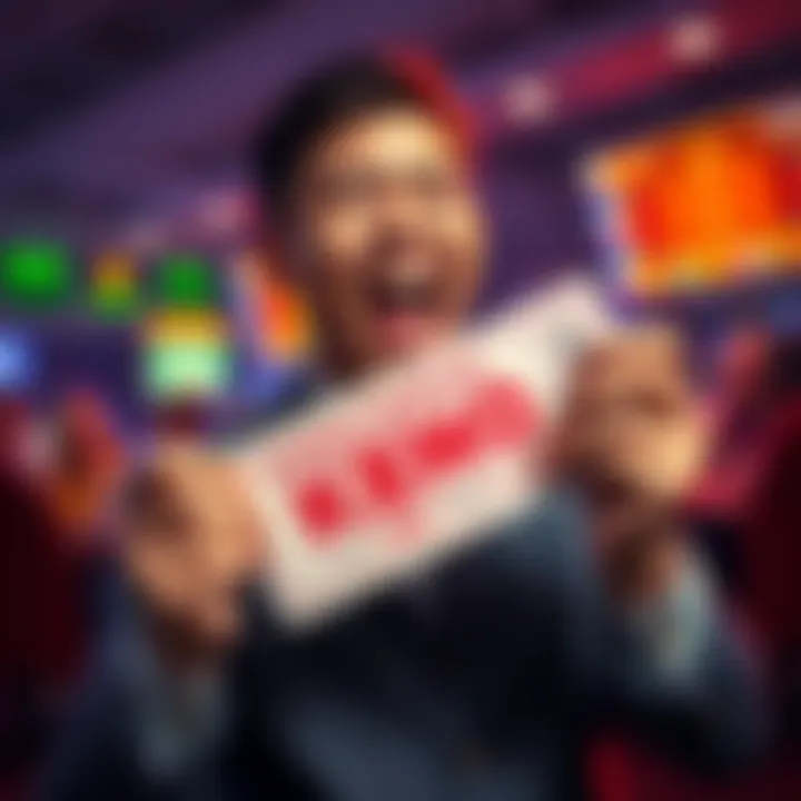 Keno Player with Winning Ticket A Keno player celebrating after hitting a big win with a low-risk bet.