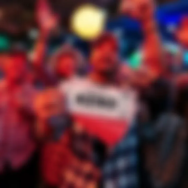 Keno Winner Celebration A joyful player holding a winning ticket after winning Keno, surrounded by lottery tickets and cheering friends.