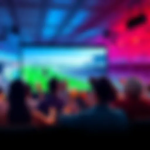 A group of excited fans watching the Kentucky Derby 2025 on a large screen, cheering with drinks in hand.