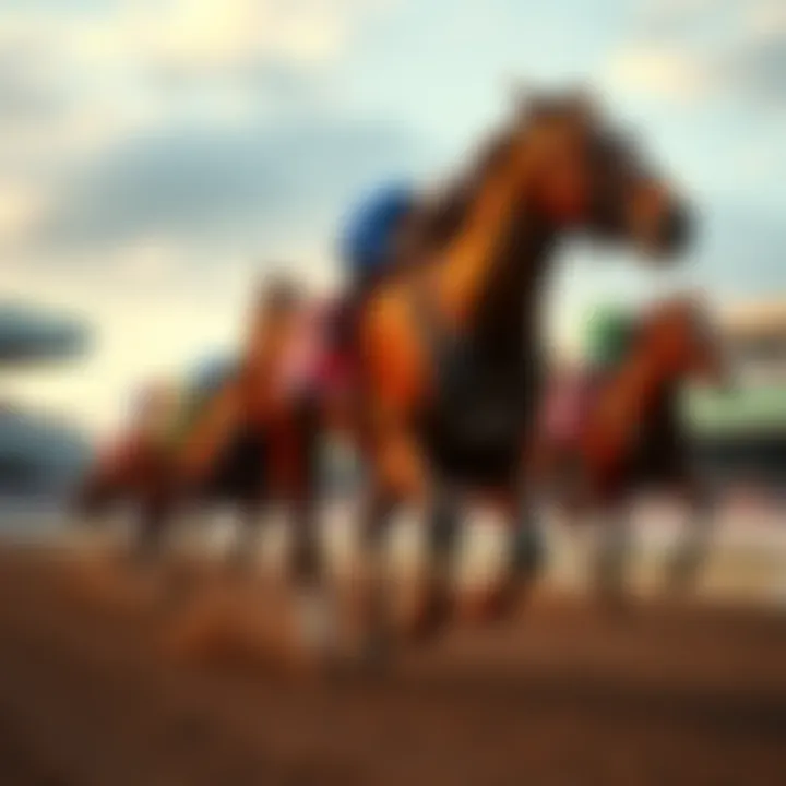 Three racehorses running at the Kentucky Derby track, showcasing Further Ado, Commandment, and Chief Wallabee as top contenders.