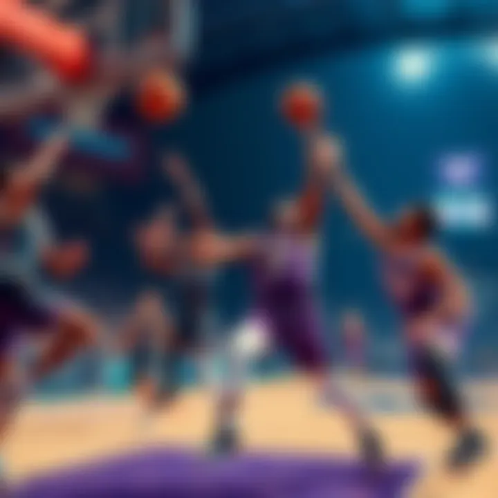 Players from the Kings scoring points during a game, showcasing their skills and teamwork.
