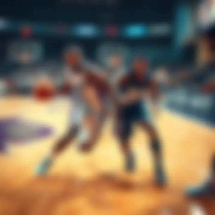 Players from Kings and Mavs compete fiercely on the basketball court during a crucial game