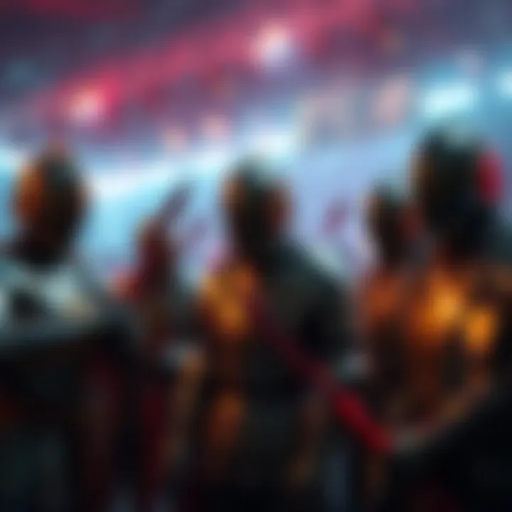 A group of knights in armor facing various challenges in a competition setting