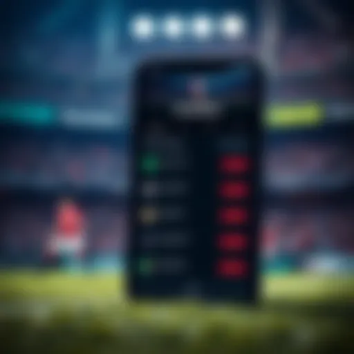 Knockout betting app screen A smartphone displaying a sports betting app with options for betting on knockout matches, including a draw.