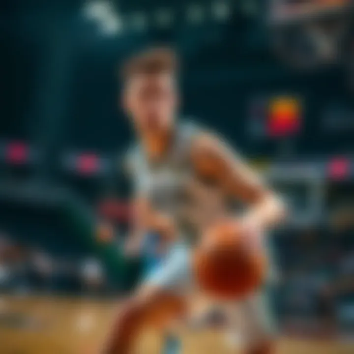 LaMelo Ball dribbling the basketball during a game, showing his focus and determination