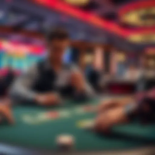 A person confidently placing larger bets on a poker table during a game, showing determination and focus