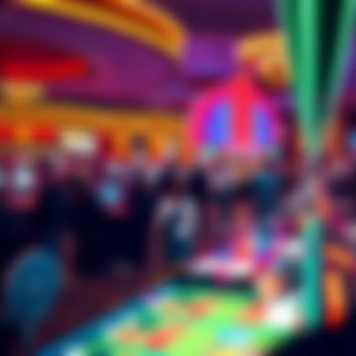 Las Vegas Strip Casino A vibrant casino on the Las Vegas Strip with people placing bets at gaming tables