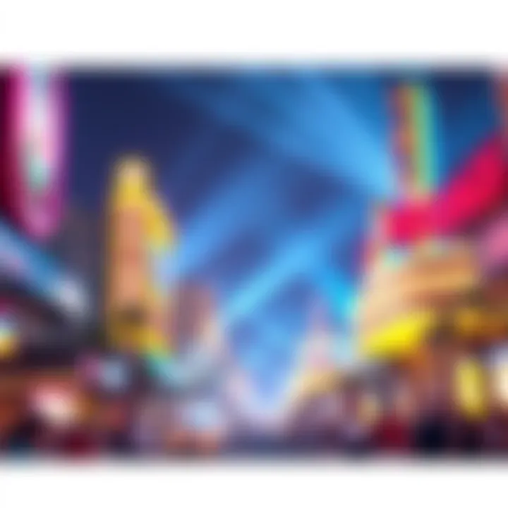 Las Vegas strip lights shining Bright lights of the Las Vegas Strip with people enjoying entertainment