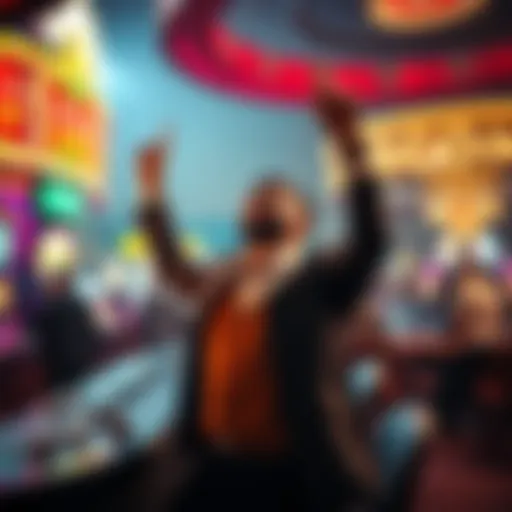 A person celebrating a big win at a casino after betting their last $200.