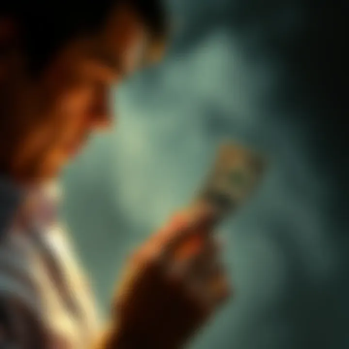 A person contemplating financial choices with a single dollar in hand, representing important decisions under pressure.