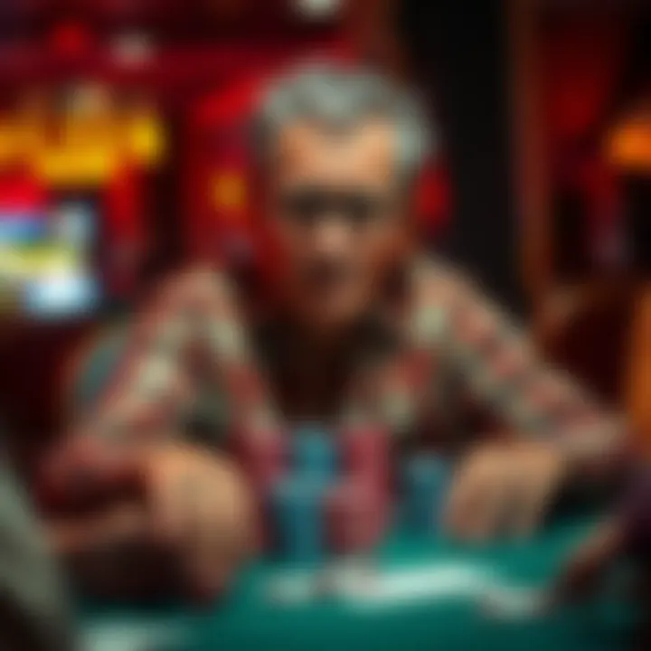 LC Cheever at a poker table, showcasing his skills and focus during a game, surrounded by poker chips and cards