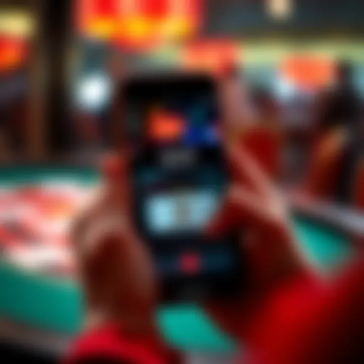 A person using a smartphone to learn blackjack strategies, displaying a card counting app on the screen.
