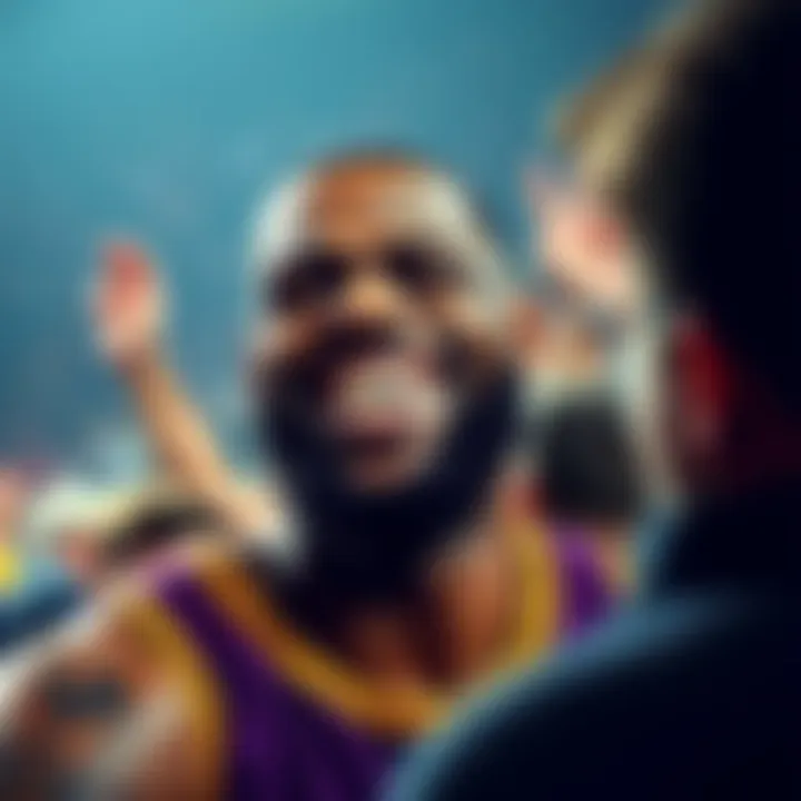 LeBron James laughing at fan jokes LeBron James smiles while responding to fan jokes about betting proposals during a game