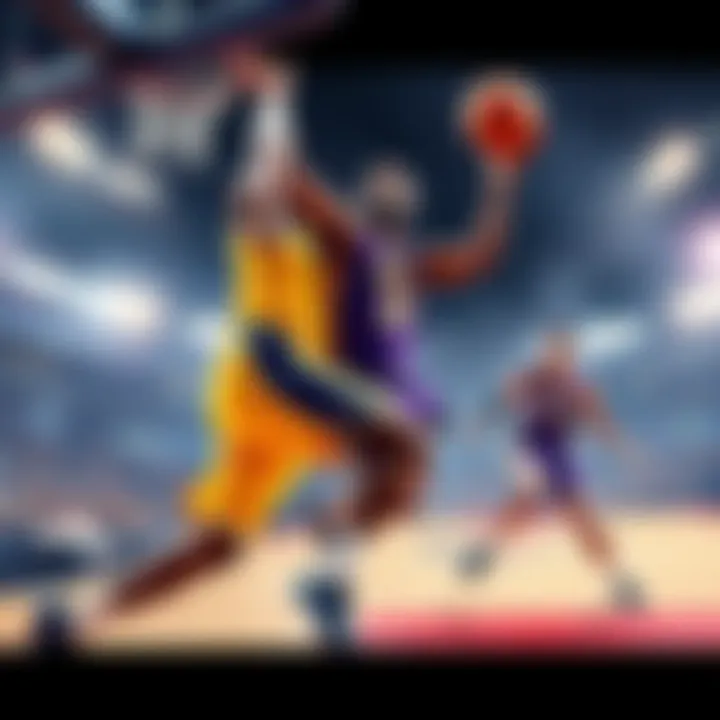 LeBron James driving to the basket during a thrilling game against the Pelicans, showcasing his skills and teamwork