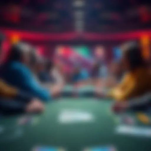 A poker table with players gathered, excited about the announcement of a legendary voice joining GGPoker.