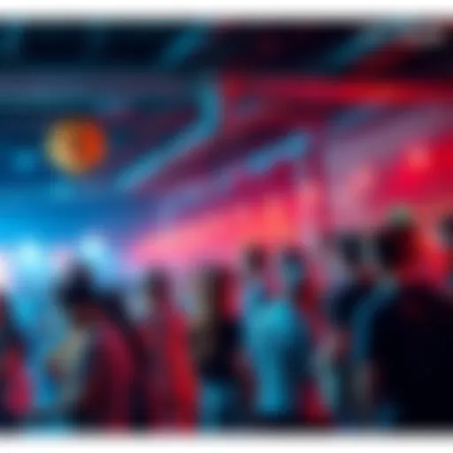 A group of people interacting at a lively LFG BEARS community event, showcasing engagement and camaraderie among members.