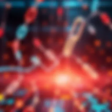 Illustration showing interconnected links symbolizing digital communication and interaction among people online.