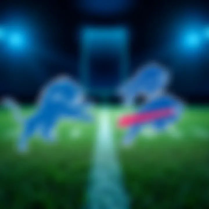 Detroit Lions and Buffalo Bills logos with a football background