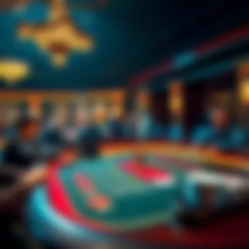 A live baccarat game table with players placing bets and a dealer overseeing the game.