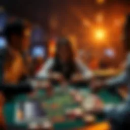 A live dealer at a blackjack table dealing cards while players interact through chat.