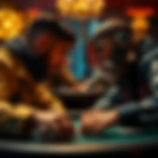 Jungleman and Monarch face off in a high-stakes poker match with intense focus and excitement in the air.