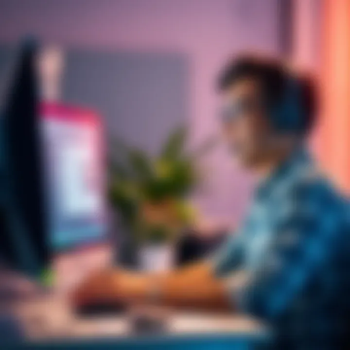 A person chatting with a live support agent on a computer, looking excited about potential bonuses.