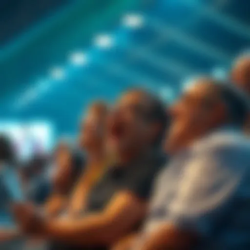 People watching live sports while placing bets, showing excitement and surprise during a game.