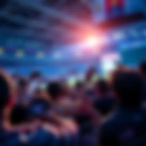 A group of excited people watching a live sports event while placing bets on their smartphones, showing thrill and engagement.