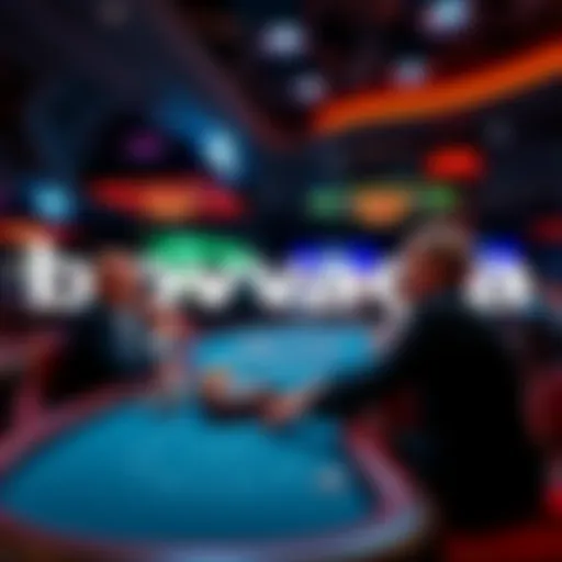 A live blackjack table with a dealer and players engaged in the game at Bovada