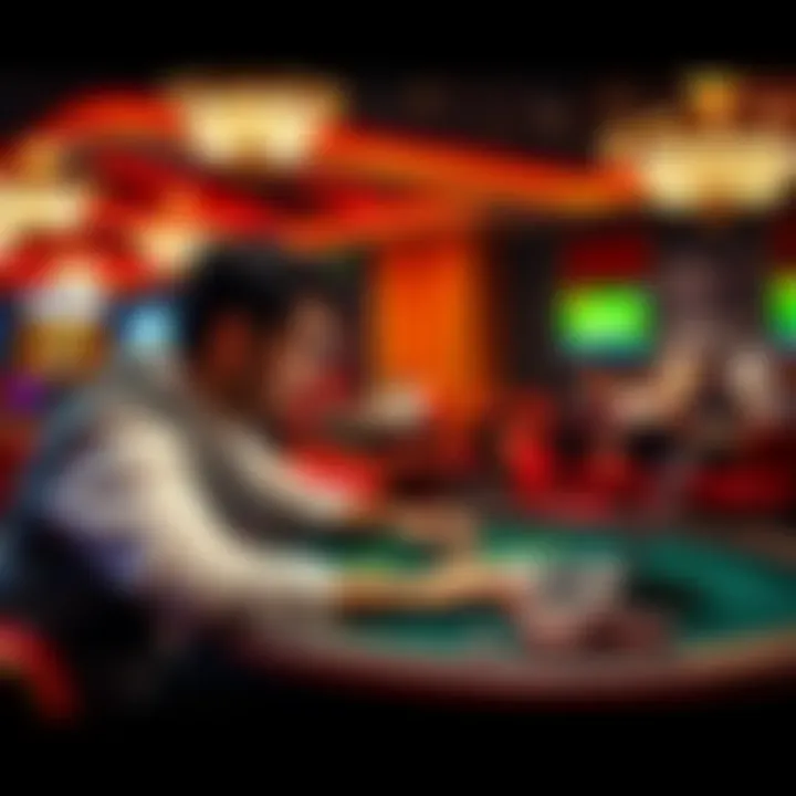 Playing live casino games online A person playing poker at a live casino while using a laptop for online gaming