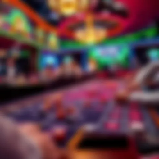 A vibrant live craps table with players rolling dice and placing bets, capturing the excitement of gambling.