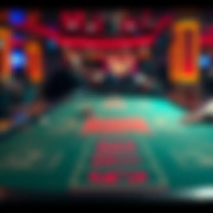 Empty live dealer craps table with concerned players in the background looking for the game.