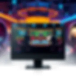 A computer screen displaying a live dealer game setup with a dealer and players interacting in a virtual environment.