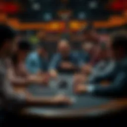 Live poker table with frustrated players A group of players at a poker table showing signs of frustration and negative behavior during a game.