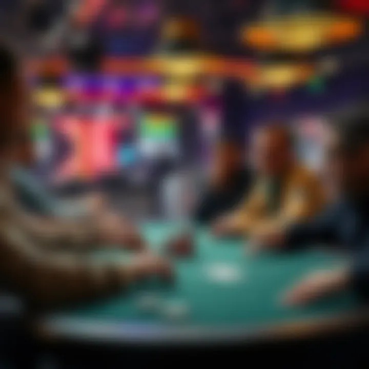 A group of players at a live poker table discussing strategies while playing a 1/2 game with 10% rake
