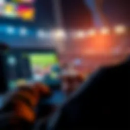 A person watching a live sports game on a laptop while placing bets on a betting site