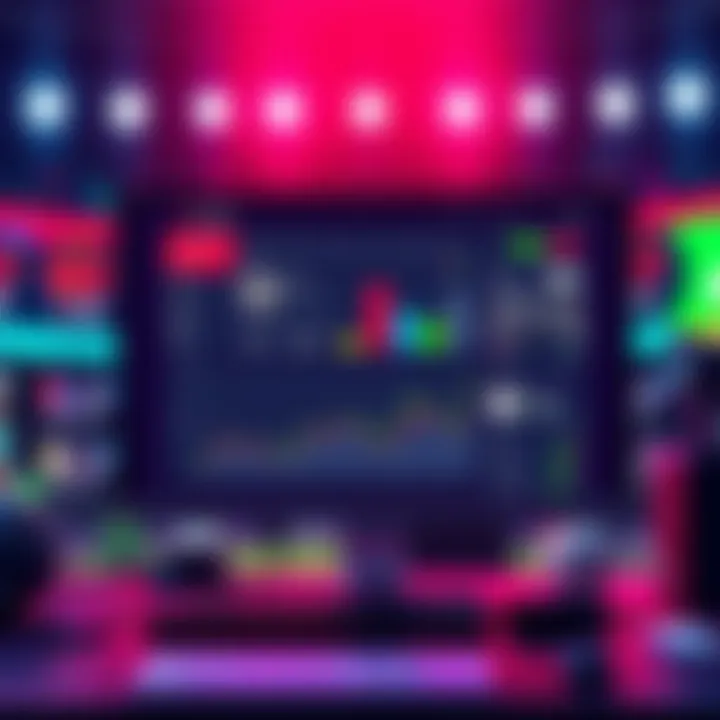 An illustration showing a sportsbook platform with live betting features and data analytics on a computer screen.