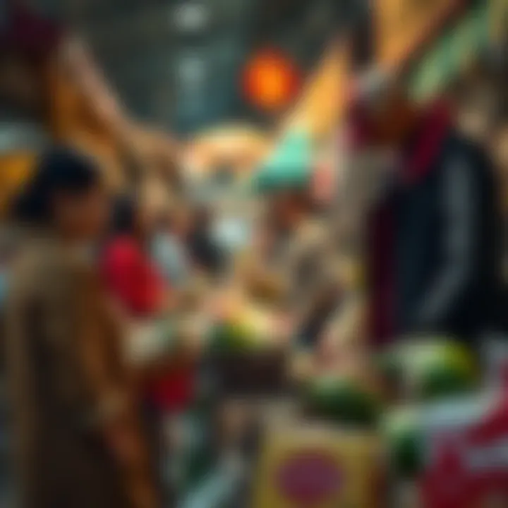 A variety of local sellers showcasing their products at a market