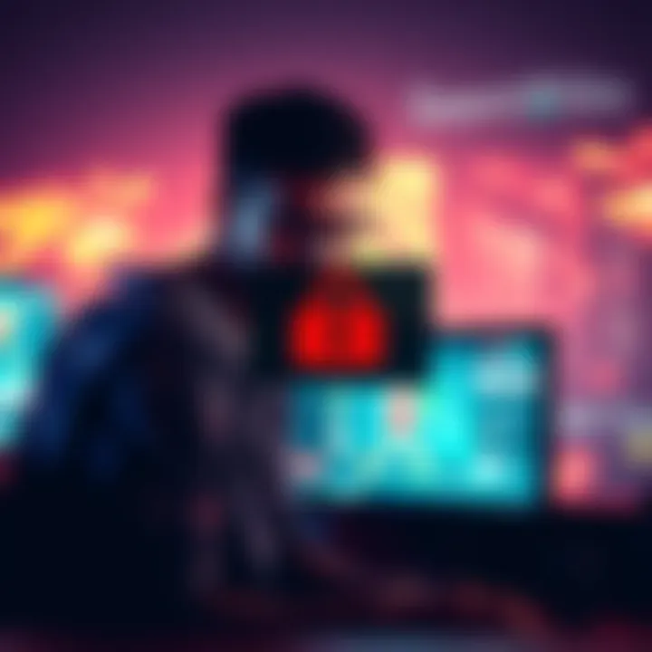 A person frustrated while trying to log into a gaming platform with a locked screen symbolizing country restrictions.