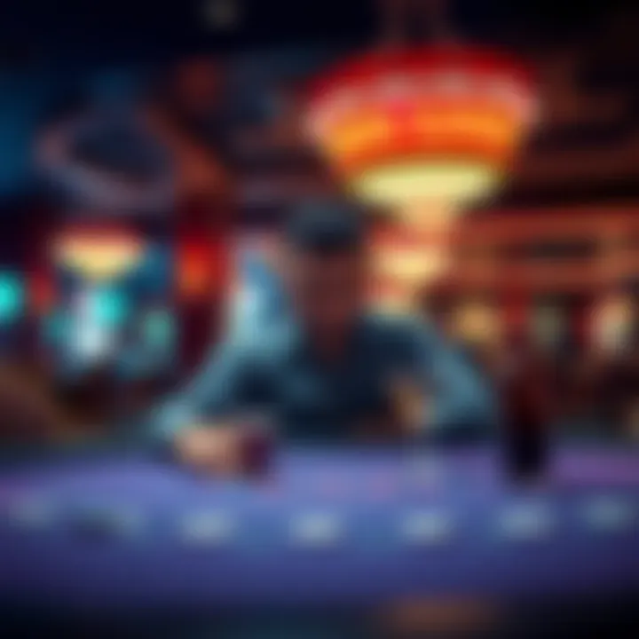 A 39-year-old man sits alone at a casino table, looking contemplative with a drink beside him, symbolizing his experience of isolation despite being an online poker winner.
