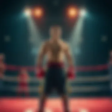 Loner stands confidently in a boxing ring, ready for a fight, surrounded by cheering fans