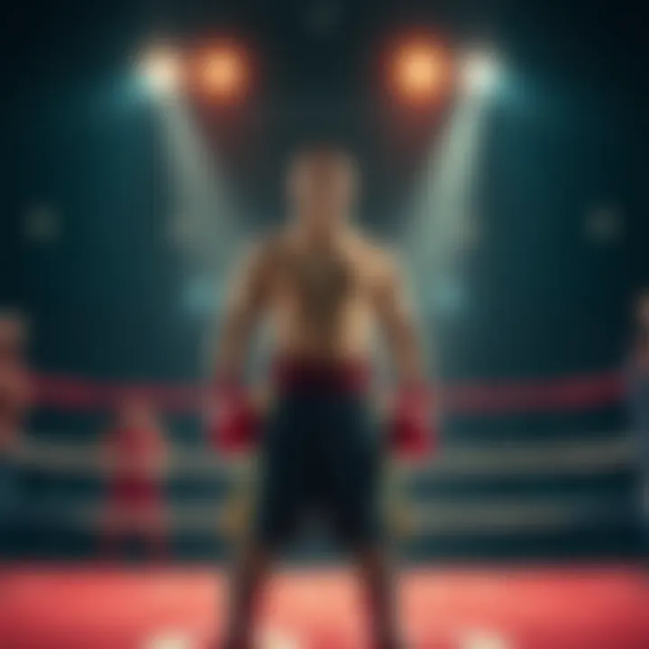 Loner stands confidently in a boxing ring, ready for a fight, surrounded by cheering fans