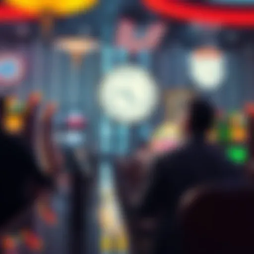 A frustrated person waiting at a casino counter with a clock in the background