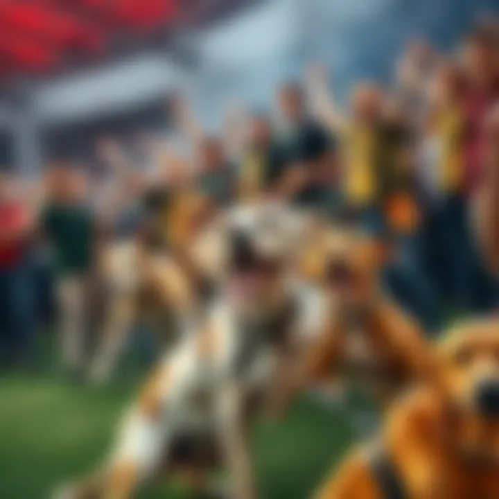 A group of people celebrating a betting promotion with Longhorns and dogs at a sports event