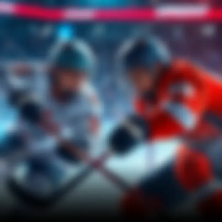 Two hockey players from Longshot Duo showcasing their skills during a solo match with intense focus and strategy.